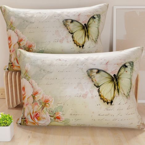 Paire de taies d'oreiller 30 x 50 cm en Microfibre, Coussins d'ameublement, canapé, Salon, 2 Housses de Coussin, taie d'oreiller Shabby 336, 100% Made in Italy