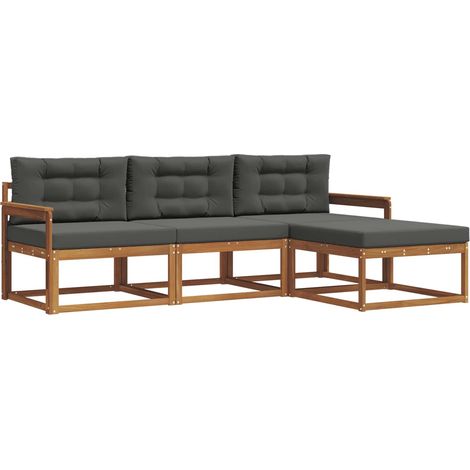 Ensemble de canapés d'extérieur 4 pcs  Salon de jardin Naturel et Anthracite (1/5)