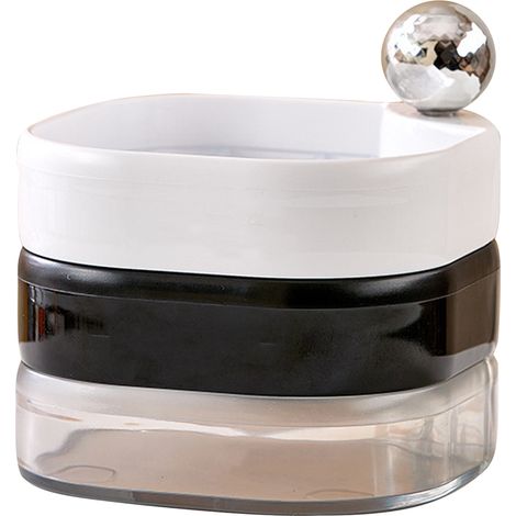 Boîte à bijoux rotative multicouche en plastique anti-oxydation, étui à bijoux délicat pour bracelets et boucles d'oreilles, format voyage, blanc, noir et transparent. (1/5)