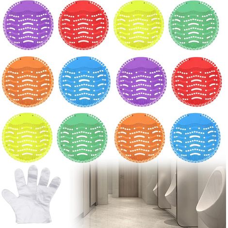 12 Pack 6 Colours Urinal Sieve with Scent 30 Day Freshness Effect Pissoir Urinal Stones Universal Urinal Filter with Splash Guard (1/5)