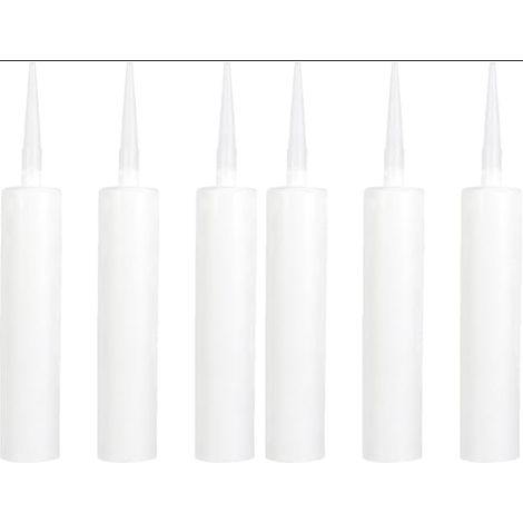 Cartouche Silicone Vide Tube de Mastic avec Piston Anti-Fuite pour Pistolet Époxy, Coulis de Carrelage et Scellant Buse Ajustable Découpable (1/5)