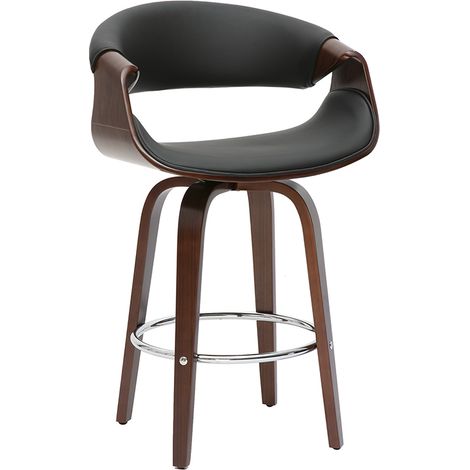 Design Barhocker schwarz und dunkles Holz 65 cm ARAMIS
