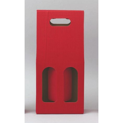 Scatola P/2 Bottiglie Cm.18,5X9,5X40H Cartone Rosso Ondulato