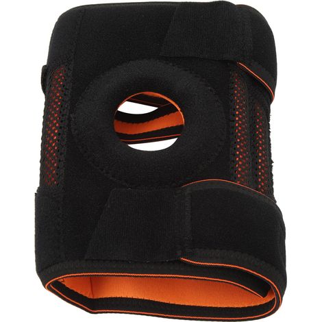 Genouillère de sport unisexe noire, réglable, à ressort en silicone, type ouvert et creux (1/5)