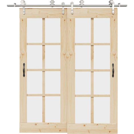 Schiebetür-Beschlagsatz 200 cm Edelstahl Silbern