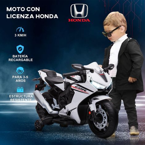 Moto électrique pour enfants sous licence Honda, batterie rechargeable 6V, vitesse maximale 3 km/h, blanche. (1/5)