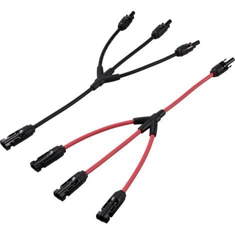 1 distributore spina a Y per spina solare su 3 prese + presa su 3 spine TC-12195664 Nero, Rosso TRU COMPONENTS Contenut (1/3)