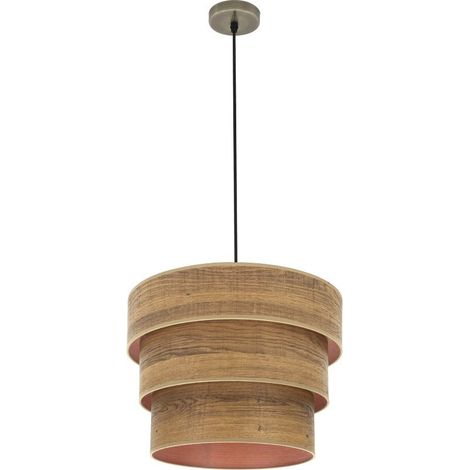 Colgante Triple Smile 1xe27 Cuero/madera Oscura Regx40x40 Cm (1/4)