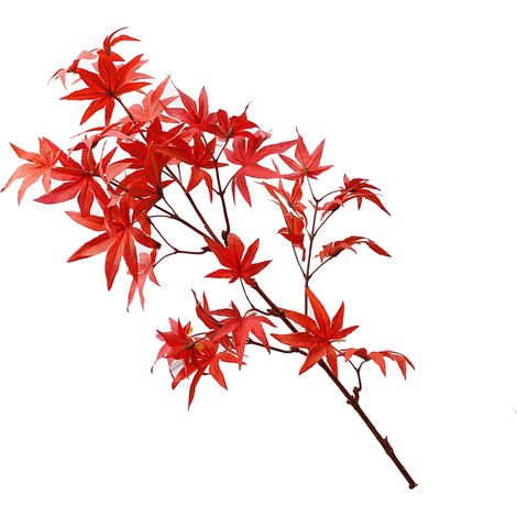 [Branche Artificielle] Branche De Feuilles d'Érable Simulée 83cm Rouge, Haute Simulation, 8 Branches, 34 Feuilles en Soie/PVC, Décor Durable (1/5)