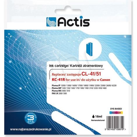 ACTIS KC-41R - Reemplazo de tinta para Canon CL-41/CL-51 - tinta para impresoras de inyección de tinta