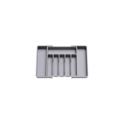 Range Couverts, Plateau d'Ustensiles Extensible pour Tiroir, Organisateur de Tiroir Réglable pour la Cuisine, Rangement Compact en Plastique pour contenir des Cuillères, Fourchettes, Gris (1/5)