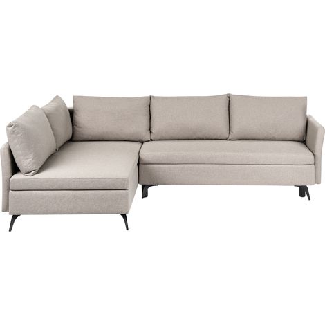 Sofá cama esquinero de 3 plazas moderno de tela con reposabrazos espacio de almacenaje derecho beige Koge (1/5)