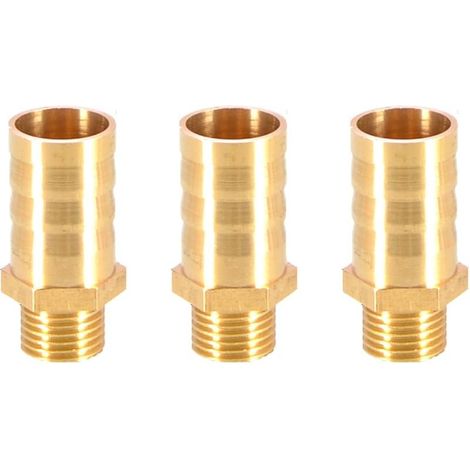 Lot de 3 raccords de tuyau cannelés en laiton coupleur connecteur 16 mm vers 1/4" mâle BSP fileté raccord de mamelon de tuyau adaptateur de tuyau (1/4)