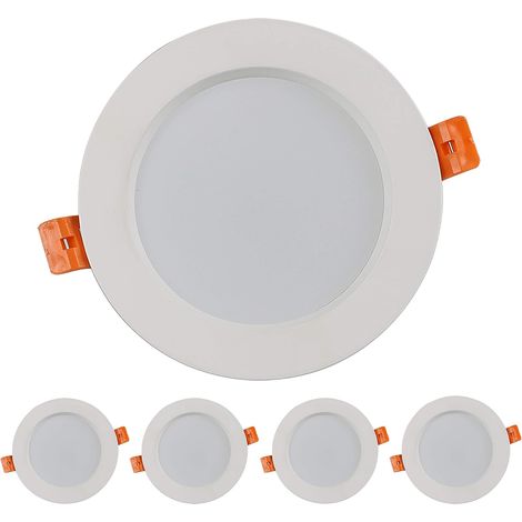 Ensemble de 5 spots encastrés LED à intensité variable, 6 W, ultra-plats, pour éclairage de plafond, salles de bains et salons.