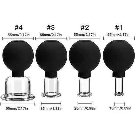 Kit de massage par ventouses pour le visage et le corps : thérapie par ventouses anti-cellulite, brûleur de graisse, lifting de la peau, Gua Sha, amincissement et beauté. Ventouses noires. (1/5)