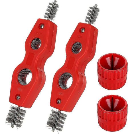 Kit de 4 pièces pour nettoyer et aléser les tuyaux en cuivre, outil d'ébavurage et d'alésage, brosse d'ébavurage 4 en 1 pour tuyaux en PVC, PPR, cuivre et aluminium (1/4)