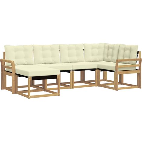 Set di divani da esterno 6 pz 6-Posti Bianco e Crema vidaXL (1/5)