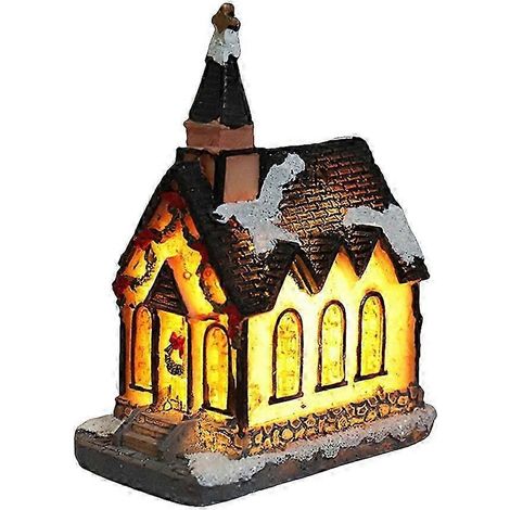 Maison lumineuse de Noël en résine LED, décorations de Noël, scène de Noël en résine, village, maison de ville, cadeaux de Noël compatibles (1/5)