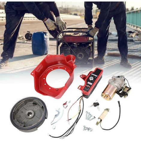 Kit de arranque eléctrico de volante, motor de arranque de 4 tiempos, motor de arranque con bobina de carga, imán, interruptor de llave para GX160/GX200 (1/5)