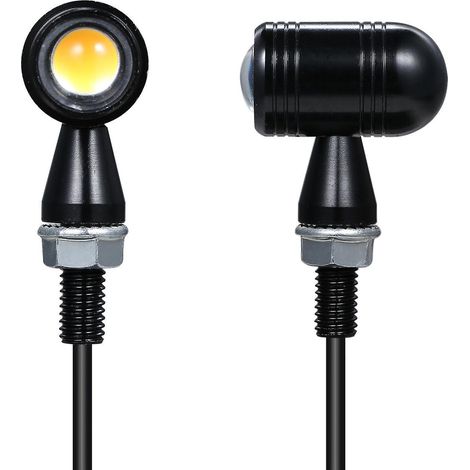 Guidon clignotant LED vintage miniature pour moto - Noir forme conique balle (1/5)