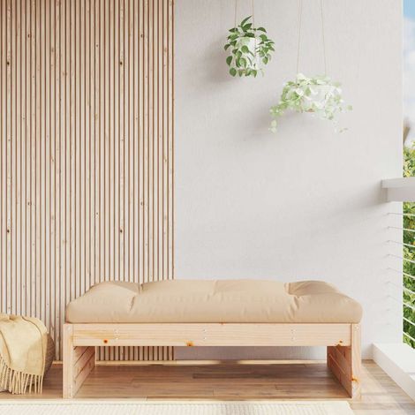 Repose-pied de Jardin Modulaire en Bois de Pin Massif avec Coussin Beige 120x84 cm - PANGIVO (1/5)