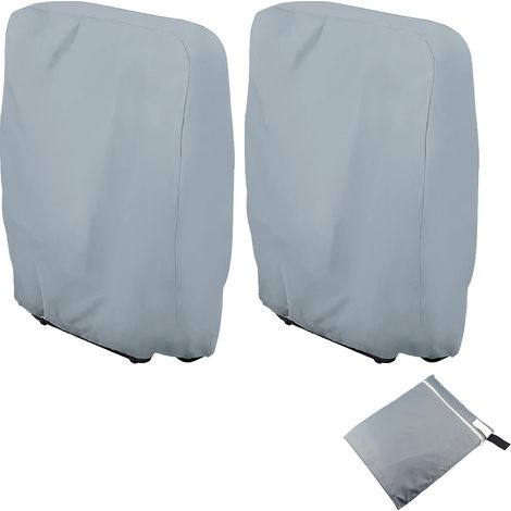 Housse de Protection pour Chaise Longue Pliante, 2 Pièces Housse Transat Jardin Anti-poussière, Imperméable, Anti-UV, Housse Relax Jardin 210D Oxford pour Fauteuil Relax, W71×H110cm (Gris) (1/5)
