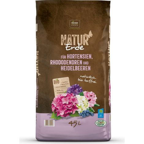 PATZER NATUR Erde BIO für Hortensien Rhododendren & Heidelbeeren torffrei - 45 Liter
