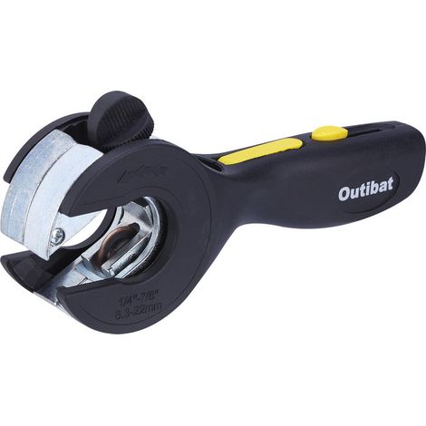 Coupe-tube cuivre à cliquet 6-23 mm – Poignée ergonomique – Ébavureur rotatif intégré – Spécial espaces restreints – Outibat