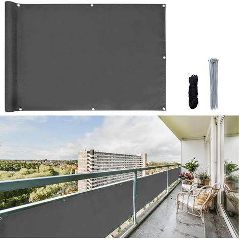 Brise-Vue pour Balcon, avec Oeillets et Serre-câbles, Coupe-Vent et résistant aux UV, Noir/Anthracite (1/5)