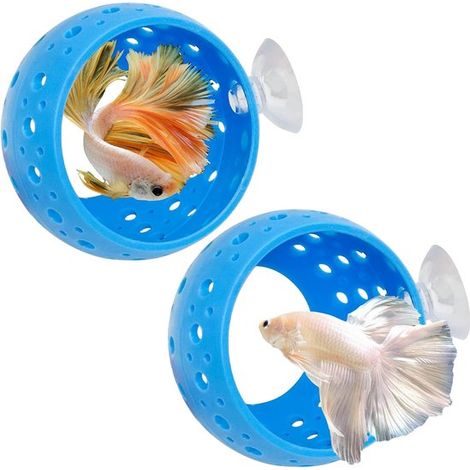 Lot de 2 tunnels pour poissons d'aquarium - Tunnel pour betta - Grotte décorative - Abri pour poissons - Hamac flottant - Cachette - Avec ventouses - Convient aux crevettes, bettas, guppys et autres p (1/5)
