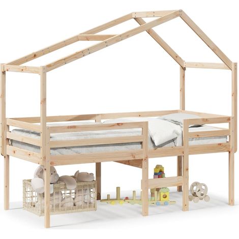 Maison Exclusive - Hochbett mit Dach 80x200 cm Massivholz Kiefer