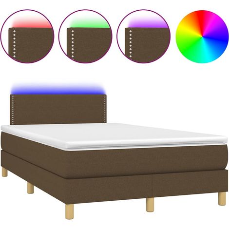Maison Exclusive - Letto a Molle Materasso e LED Marrone Scuro 120x200 cm Tessuto (1/5)