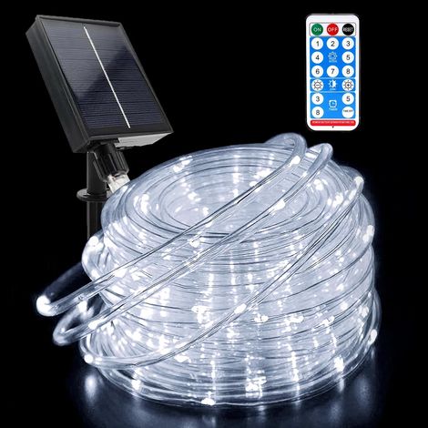 Guirlande Tube Lumineuse Solaire, Étanche Guirlande Lumineuse 20 Mètre 8 Modes 200 LEDs Solaire Tube Lumineux avec Télécommande pour Jardin Chambre Mariage Fête Décoration de Noël (1/5)