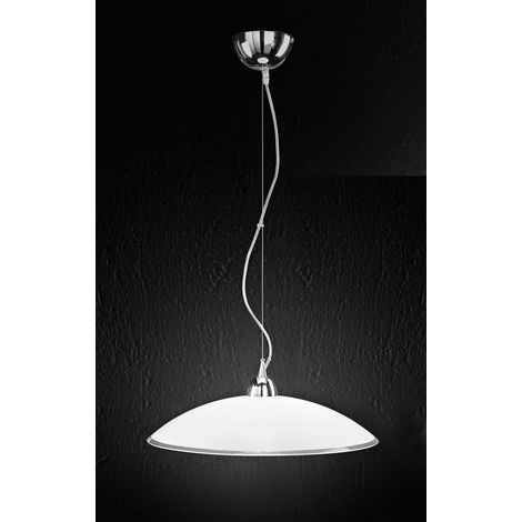 Suspension En Verre 6002, Lustre Moderne Blanc, Culot E27 Max 60W, Diamètre 45 Cm, Hauteur Réglable 120 Cm Pour Intérieur - Luminaire Par Perenz (1/2)