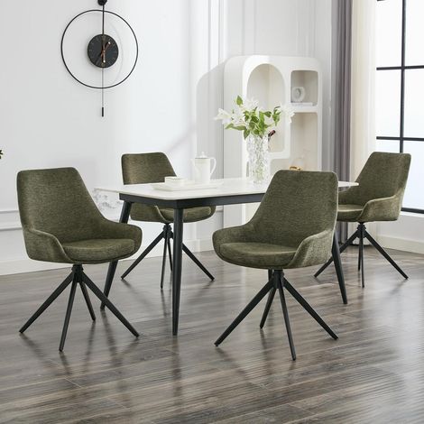Esszimmerstühle 4er Set, drehbar, Armless Design, Grün (1/5)