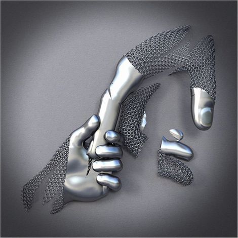 Sculpture Métallique Moderne Cœur 3D, Décor Mural Abstrait pour Salon Chambre (1/5)