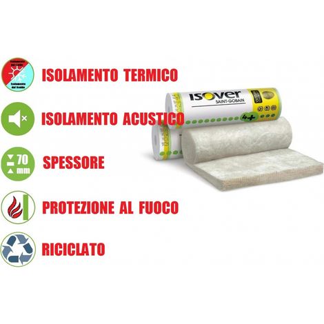 Pannello Arrotolato in Lana di Vetro (70mm) per Isolamento Termico / Acustico -12 mq - 2 Rotoli da 0,6x10 m - Italfrom (1/2)