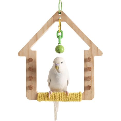 Small Bird Hanging Swing with Hooks, Easy Installation Sturdy Perch Toy for Parakeets & Budgies (1/2)