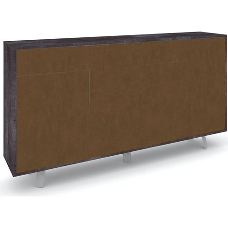 Mobile Soggiorno Madia 3 Ante 3 Cassetti 164x41x92 cm Ossido Nero e Ruggine