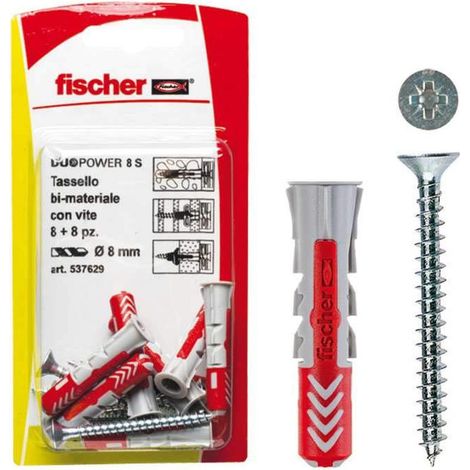 Fischer Universaldübel Duopower 10 x 50 mm mit Schraube - 4 Stück Set
