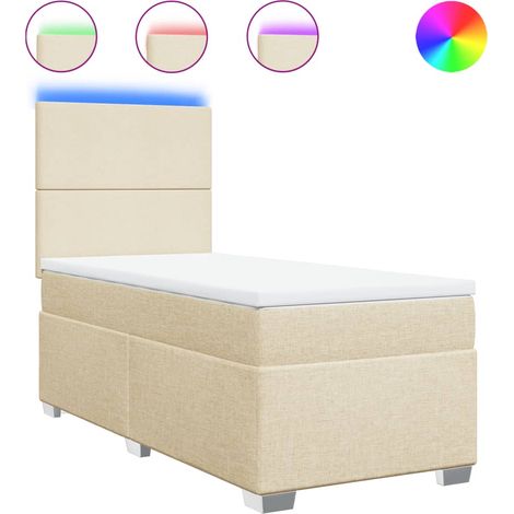 Maison Exclusive - Sommier à lattes de lit et matelas Crème 90x190 cm Tissu (1/5)