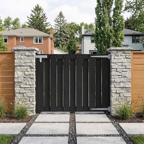 vidaXL Porte de Jardin 100 x 80 cm WPC et Aluminium Noir