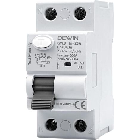Disjoncteur Différentiel Type AC 30mA 25A RCCB 230V 1P+N 6kA (1/5)
