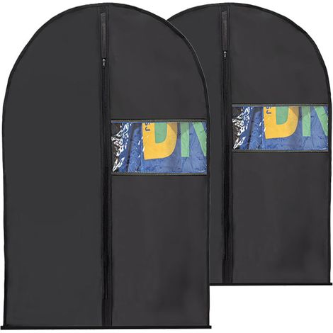 Fundas para ropa de 60 x 100 cm (paquete de 2), impermeables y antipolvo, con cremallera, para colgar camisas, trajes, abrigos y ropa.