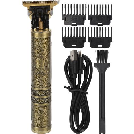 Tondeuse à cheveux professionnelle électrique vintage dorée gravée pour salon de coiffure (1/5)