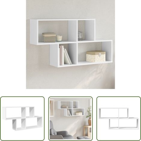 Rangement mur - Étagère murale blanc 100x20x53 cm bois d'ingénierie (1/5)
