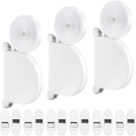 3 Pcs, Blanc Enrouleur de Sangle pour Volet Roulant Pivotant Enrouleur de Sangle en Saillie avec Système de Charnière Inclure 5m Sangle de Ceinture et 6 Pcs Guide Ceinture avec Brosse (1/5)