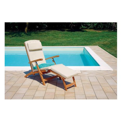 Poltrona reclinabile in teak con cuscino ecrù MALIGI HOME MG/MARRONE Legno Teak (1/3)