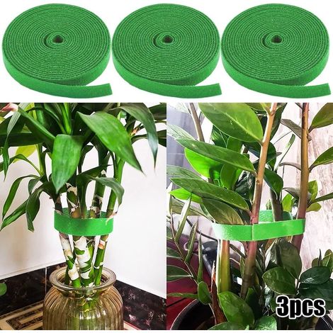 3 rouleaux de ficelle de jardin verte, attaches pour plantes en nylon, bandages pour plantes, attaches auto-agrippantes pour cannes de bambou, fournitures de jardinage (1/5)