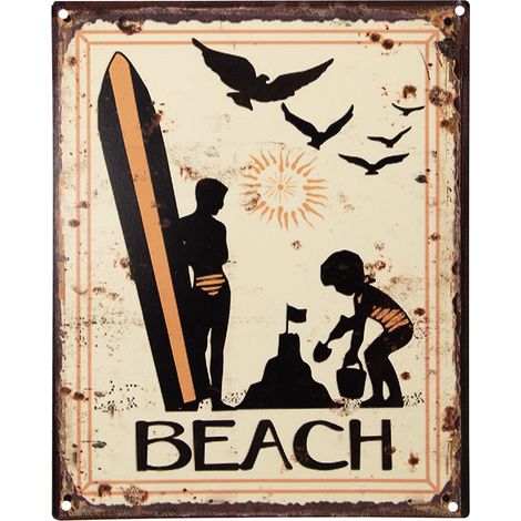 Plaque Décorative Murale Vintage en Fer Jaune et Marron Panneau avec Texte Rétro 20x25 cm - PANGIVO
